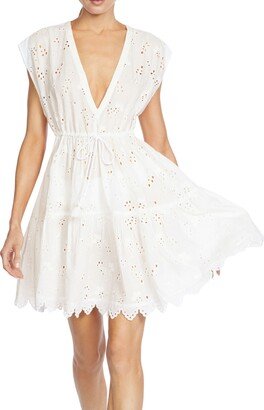 Daisy Flounce Cotton Eyelet Cover-Up Dress