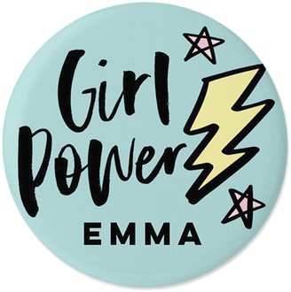 Pins: Emoji Girl Power Pins, Large Circle, Blue