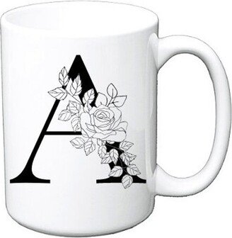 Initial Floral Coffee Mug/ Different Colors Available