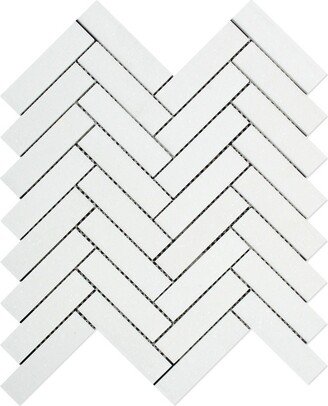 Thassos White Marble Honed 1 X 4 Herringbone Mosaic Tile