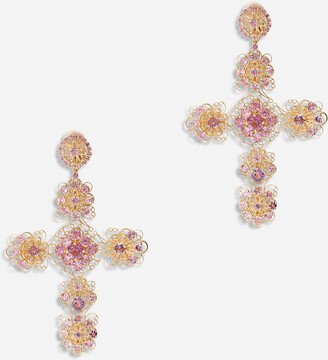 Pizzo earrings in yellow 18kt gold with pink tourmalines