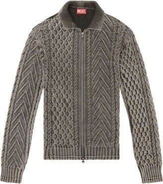 Stonewashed zip-up jumper