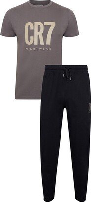 CR7 Men's Cotton Loungewear Top and Pant Set - Gray, Black