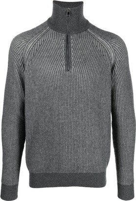 Ribbed-Knit Half-Zip Sweater