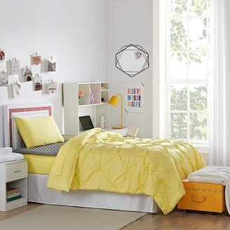 Porch & Den Biles Limelight Yellow Pin Tuck Twin XL Dorm Room Bedding Set