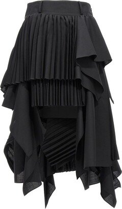 Asymmetrical Pleated Detailed Midi Skirt