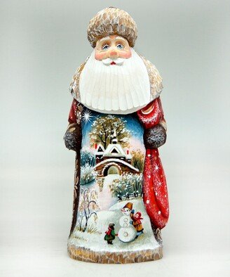 G.DeBrekht Woodcarved First Day of Winter Santa Figurine