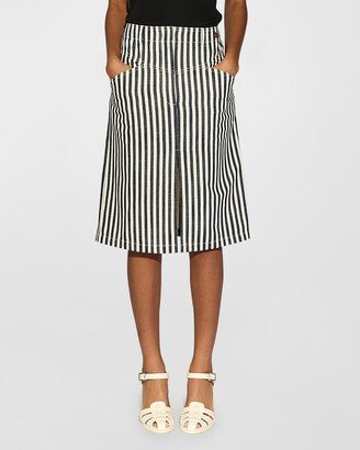 CALLAS Milano Dakota Striped A-Line Midi Skirt