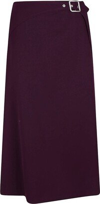 Buckle-Fastened High-Waisted Midi Skirt