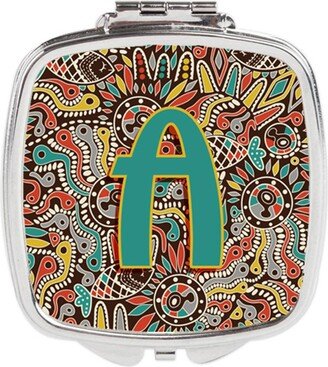 CJ2013-ASCM Letter a Retro Tribal Alphabet Initial Compact Mirror
