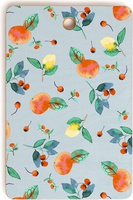 Ninola Design Citrus fruits Summer Blue Rectangle Cutting Board
