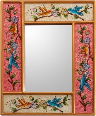 Handmade Garden Of Joy Reverse-Painted Glass Wall Mirror