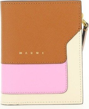 Logo Detailed Panelled Zipped Wallet-AA