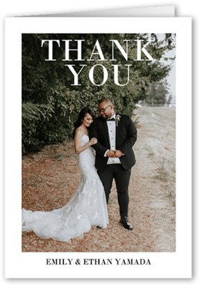 Wedding Thank You Cards: Quiet Frame Thank You Card, White, 3X5, Matte, Folded Smooth Cardstock