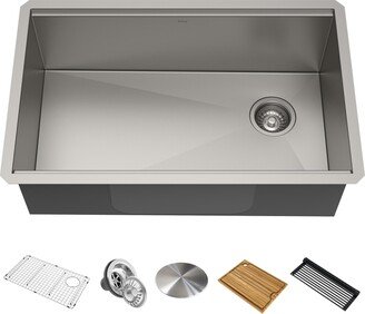 Kore 30 in. Workstation Undermount 16 Gauge Single Bowl Stainless Steel Kitchen Sink with Accessories