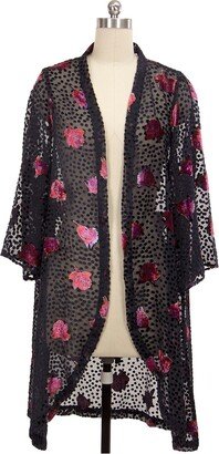 Night Rose Velvet Kimono