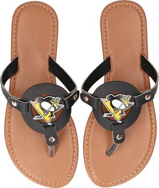 Foco Women's Pittsburgh Penguins Die-Cut Logo Flip Flops