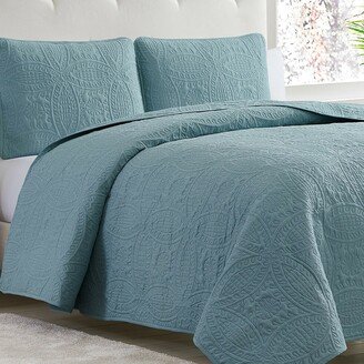 Snake River Décor 3 Piece Bedset Quilt King Size Spa Blue