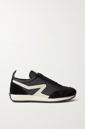 Retro Runner Suede And Leather-trimmed Recycled Shell Sneakers - Black
