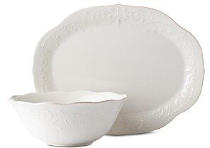 French Perle 2-Piece Platter and Serving Bowl Set