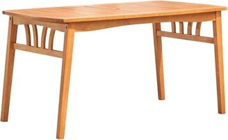 Kapalua Honey Eucalyptus Wooden Rectangle Patio Dining Table with Umbrella Hole