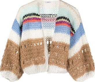 Maiami Striped Chunky-Knit Open Cardigan