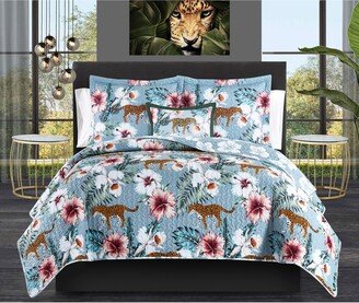 Orietta 4 Piece Reversible Quilt Set Tropical Print