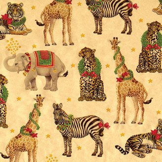 Caspari Wild Holiday Animals Foil Wrap Gold