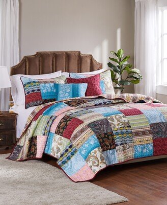 Bohemian Dream Authentic Patchwork 5 Piece Quilt Set, Full/Queen