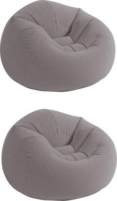 Inflatable Contoured Corduroy Beanless Bag Lounge Chair, Gray