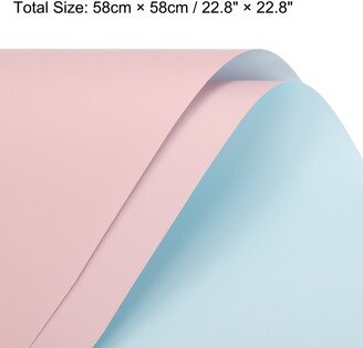 Unique Bargains Double Sided Color Flower Wrapping Paper Light Pink+Light Blue 22.8x22.8 - Light Pink and Light Blue