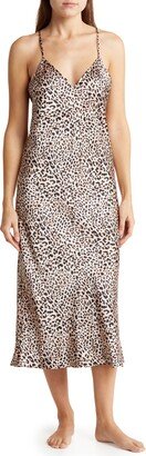 Leopard Print Satin Nightgown