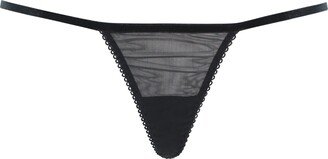 Bisoux Leatherette Black Rose Thong