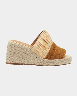 Tonia Bicolor Raffia Wedge Espadrilles-AA