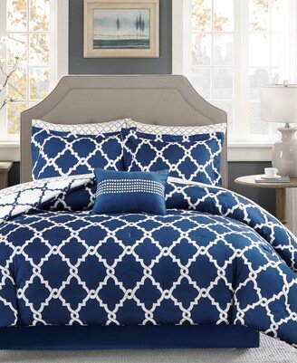 Madison Park Essentials Merritt Reversible 9-Pc.Comforter Set, Full - Navy/White