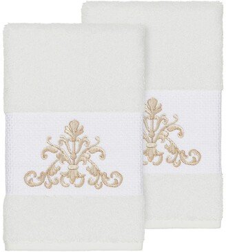 Scarlet Embellished Hand Towel - Set of 2 - White