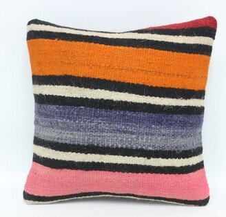 Kilim Pillow Cases, Throw Pillow, Cover, Orange Case, Striped 2431