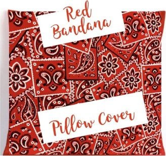 Red Bandana Throw Pillow Cover Cotton Fabric 16 X