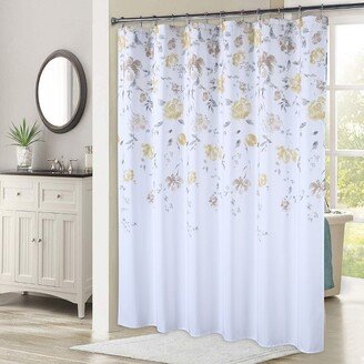 Watercolor Floral Leaf Print Fabric Shower Curtain for Bathroom, 35 x 72