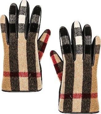 Victoria 3C Check Wool Gloves in Brown