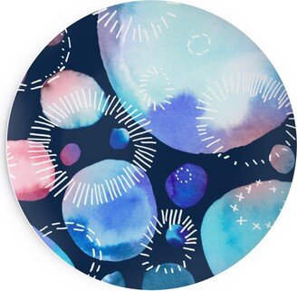 Salad Plates: Watercolor Universe - Pink And Blue Salad Plate, Multicolor