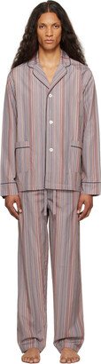 Multicolor Signature Stripe Pyjama Set