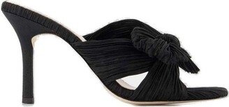 Pleated Knot-Detailed Open Toe Mules