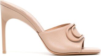 Pop Paperclip 100m leather mules