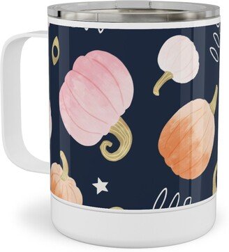 Travel Mugs: Pastel Pumpkins Halloween Party Boo Stainless Steel Mug, 10Oz, Orange