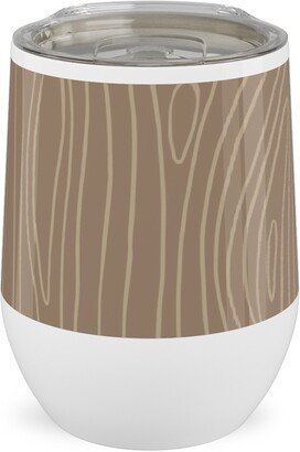 Travel Mugs: Wood Grain Stainless Steel Travel Tumbler, 12Oz, Brown