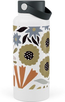 Photo Water Bottles: Adeline Floral - Muted Multi Stainless Steel Wide Mouth Water Bottle, 30Oz, Wide Mouth, Multicolor