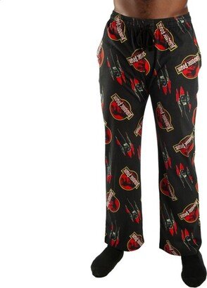 Jurassic Park Movie Logo Mens Black All Over Print Sleep Pajama Pants-M