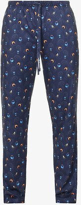 Mens Galaxy Print Motif-printed Mid-rise Cotton-jersey Trousers