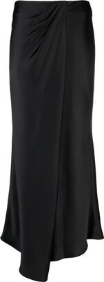 Satin-Finish Asymmetric Maxi Skirt